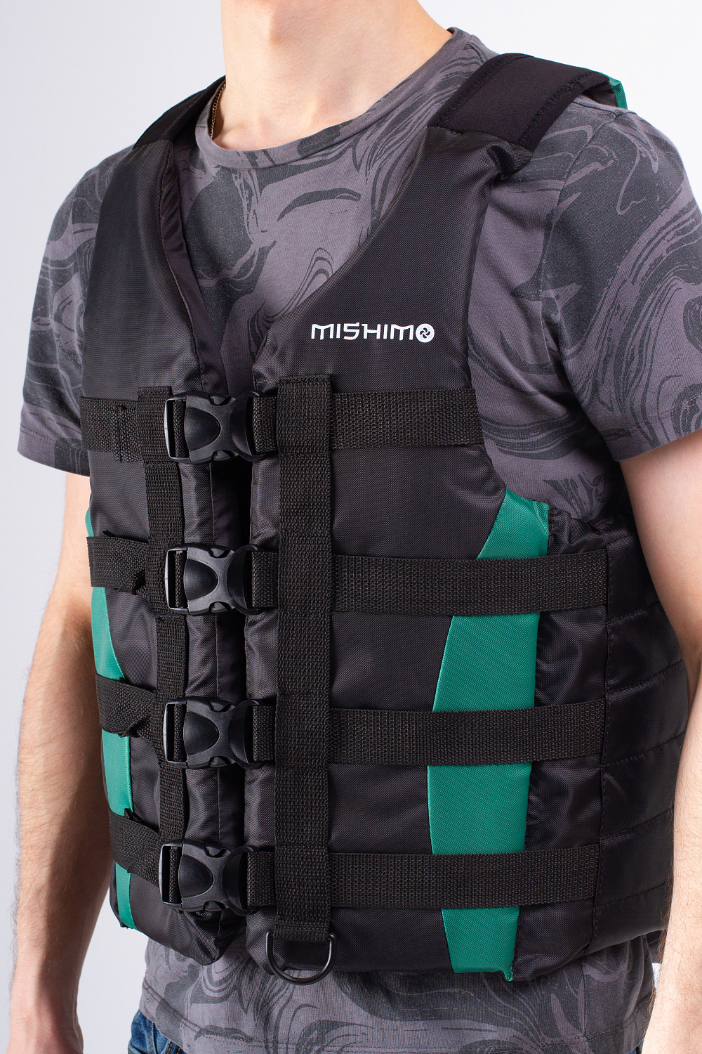 Жилет спасательный MISHIMO PRO Премиум качества Черно-зеленый в Нижнем Новгороде